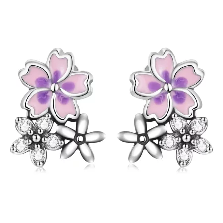 Pandora Style Delicate Flowers Stud Earrings - SCE1390