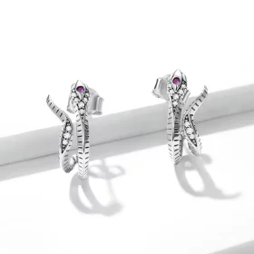 Pandora Style Delicate Silver Snake Stud Earrings - BSE565 Pandora Style Delicate Silver Snake Stud Earrings - BSE565
