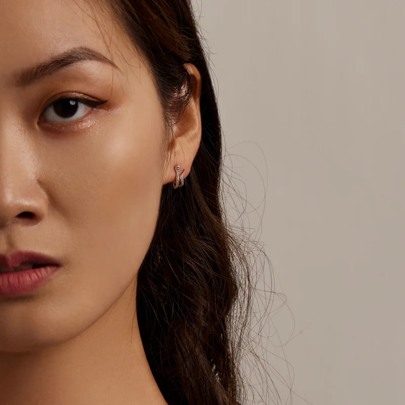 (image for) Pandora Style Delicate Silver Snake Stud Earrings - BSE565 - View 6