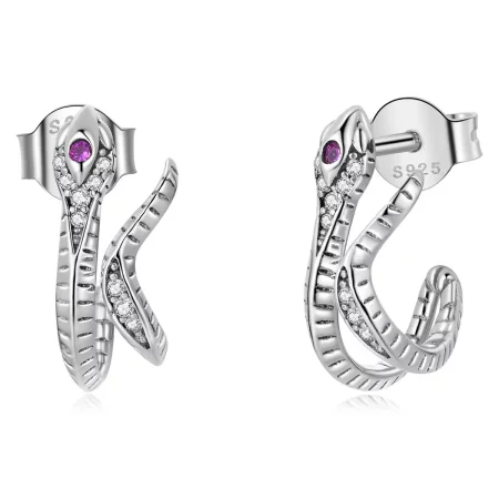 Pandora Style Delicate Silver Snake Stud Earrings - BSE565 Pandora Style Delicate Silver Snake Stud Earrings - BSE565