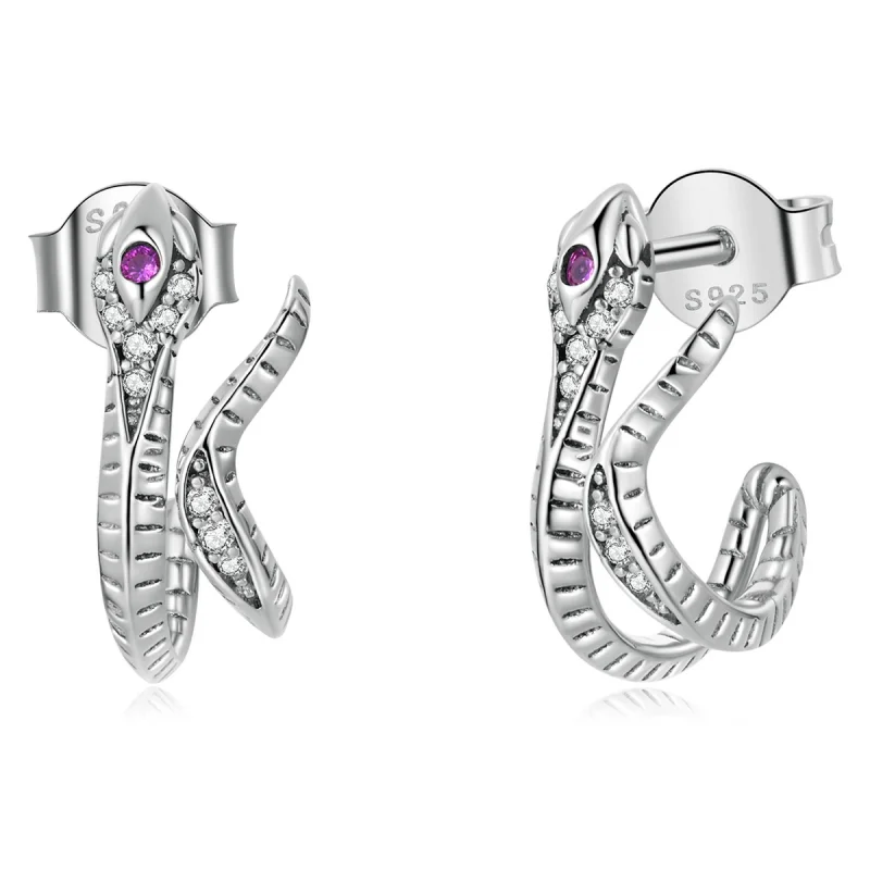 (image for) Pandora Style Delicate Silver Snake Stud Earrings - BSE565 - Product Image