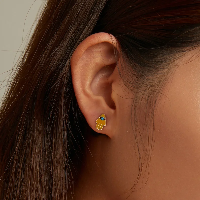 (image for) Pandora Style Devil Eye Lucky Hand Set Stud Earrings - SCE1341 - View 5