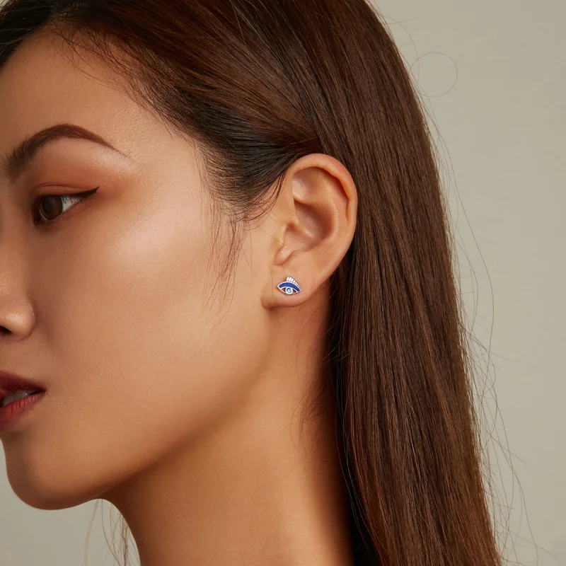 (image for) Pandora Style Devil Eye Lucky Hand Set Stud Earrings - SCE1341 - View 6