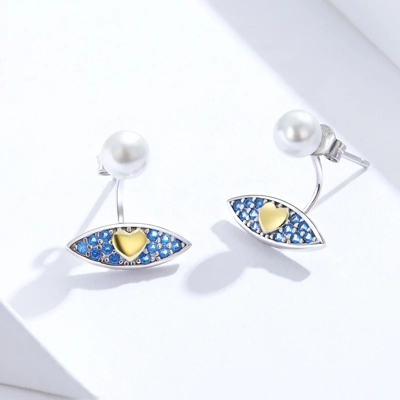 (image for) Pandora Style Devil Eye Stud Earrings - SCE822 - View 3