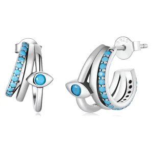 Pandora Style Devil's Eye Circle Stud Earrings - BSE571 (image for) Pandora Style Devil's Eye Circle Stud Earrings - BSE571