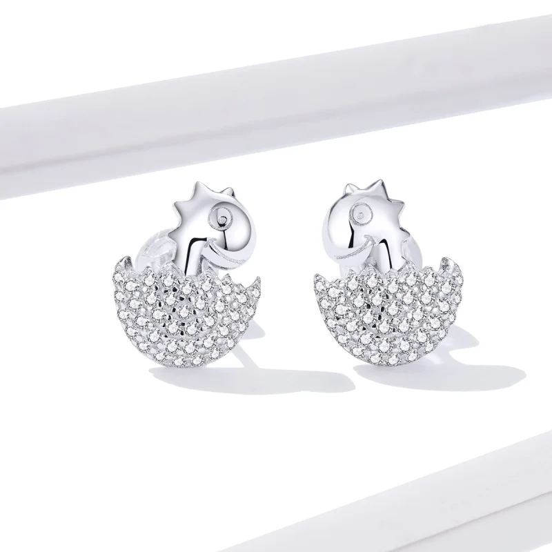(image for) Pandora Style Dinosaur Baby Stud Earrings - BSE354 - View 2