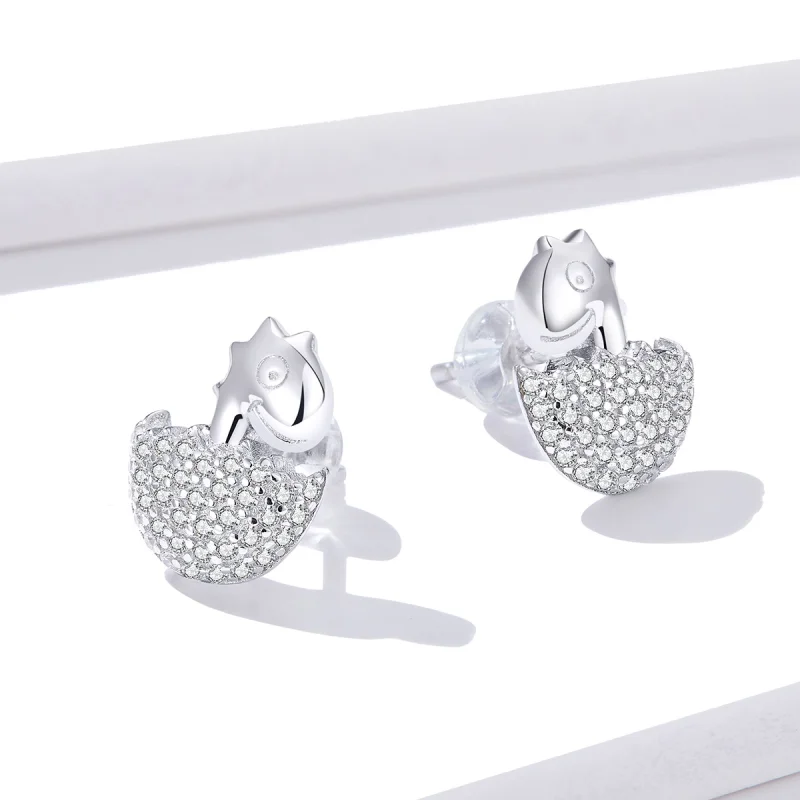 (image for) Pandora Style Dinosaur Baby Stud Earrings - BSE354 - View 3