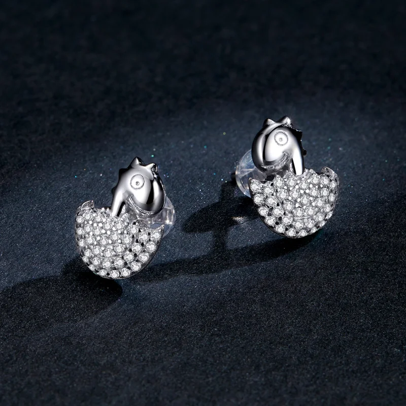 (image for) Pandora Style Dinosaur Baby Stud Earrings - BSE354 - View 5