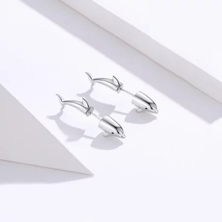 Pandora Style Dolphin Stud Earrings - BSE184