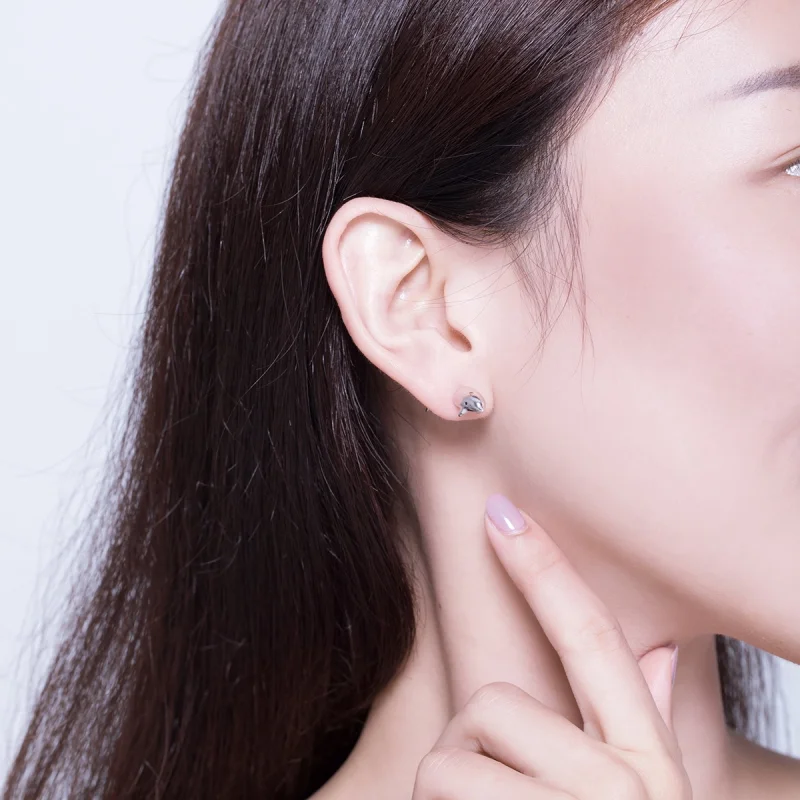 (image for) Pandora Style Dolphin Stud Earrings - BSE184 - View 7