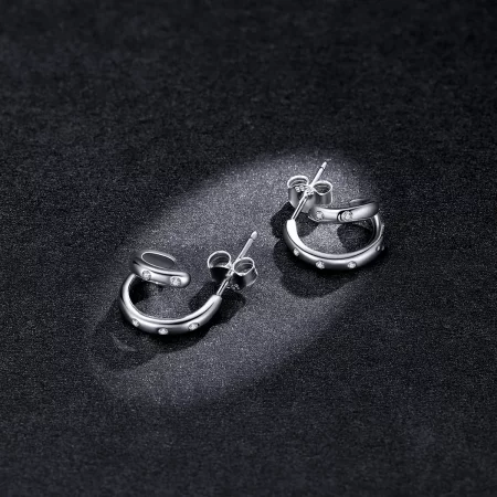 Pandora Style Double Circle Stud Earrings - BSE494