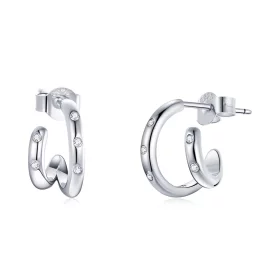 Pandora Style Double Circle Stud Earrings - BSE494 Pandora Style Double Circle Stud Earrings - BSE494