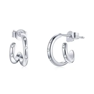 (image for) Pandora Style Double Circle Stud Earrings - BSE494