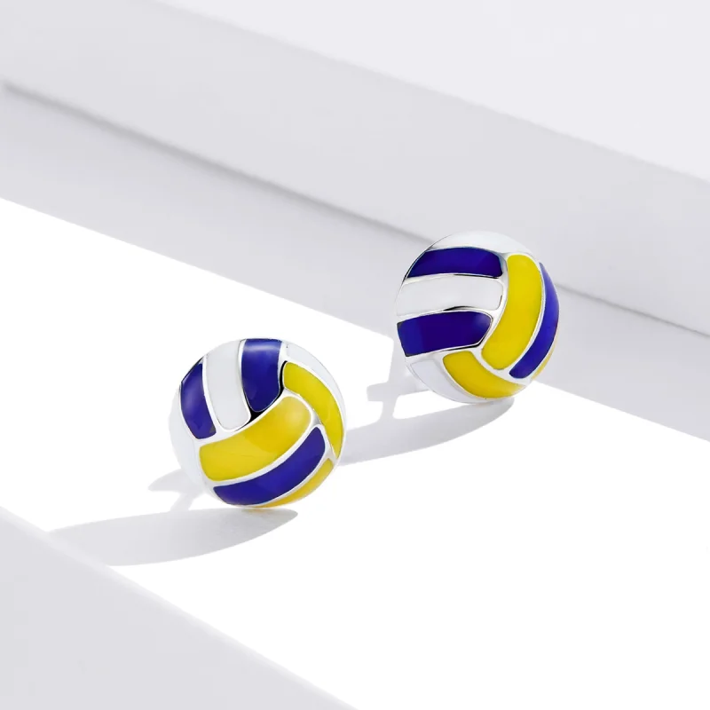 (image for) Pandora Style Dynamic Volleyball Stud Earrings - SCE902 - View 2