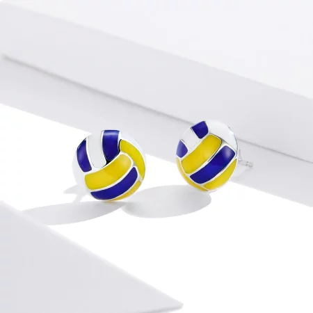 Pandora Style Dynamic Volleyball Stud Earrings - SCE902