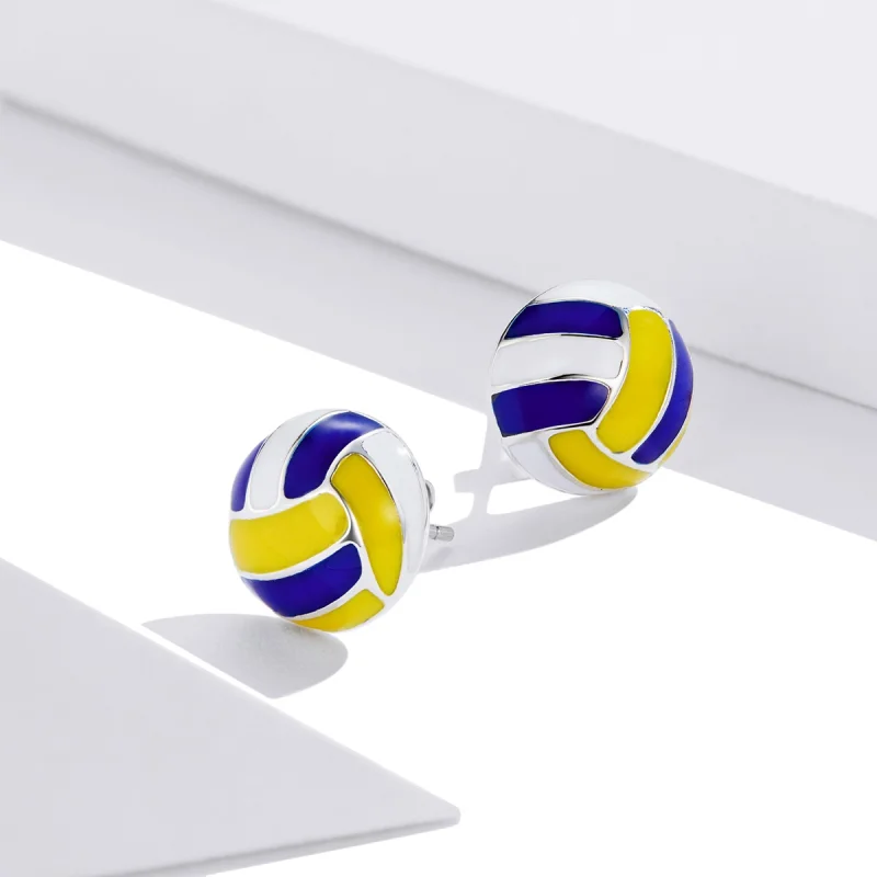 (image for) Pandora Style Dynamic Volleyball Stud Earrings - SCE902 - View 4