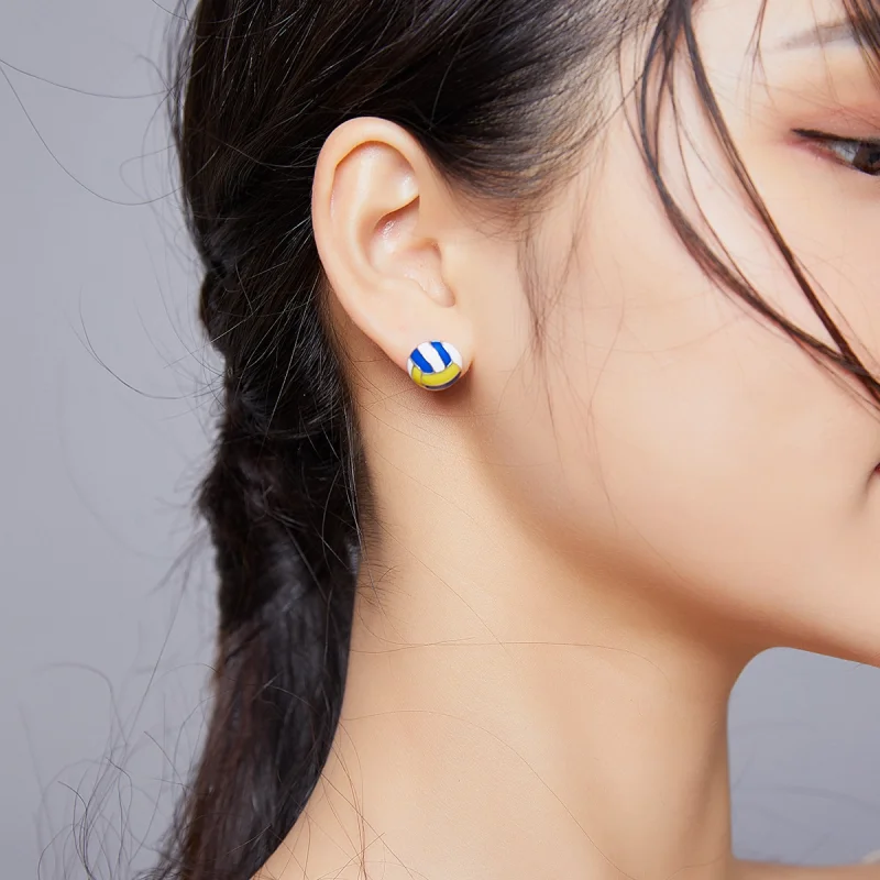 (image for) Pandora Style Dynamic Volleyball Stud Earrings - SCE902 - View 7