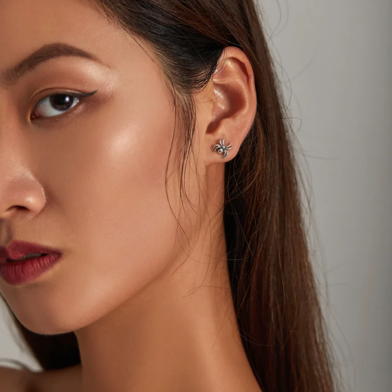 (image for) Pandora Style Eight-Legged Spider Stud Earrings - SCE1290 - View 5