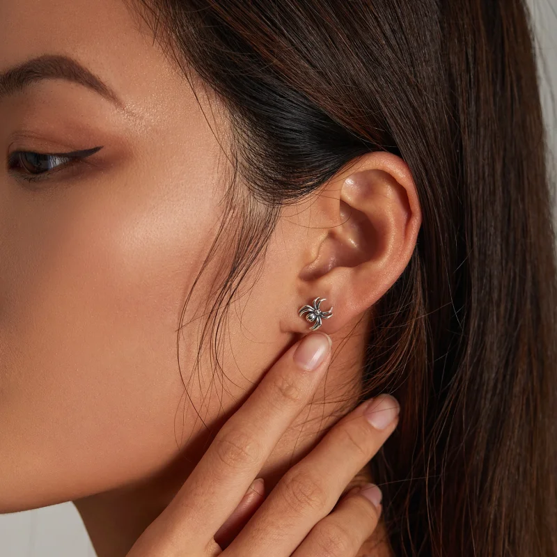 (image for) Pandora Style Eight-Legged Spider Stud Earrings - SCE1290 - View 6