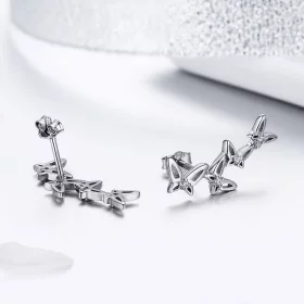 Pandora Style Elegant Butterfly Dance Stud Earrings - BSE056 Pandora Style Elegant Butterfly Dance Stud Earrings - BSE056