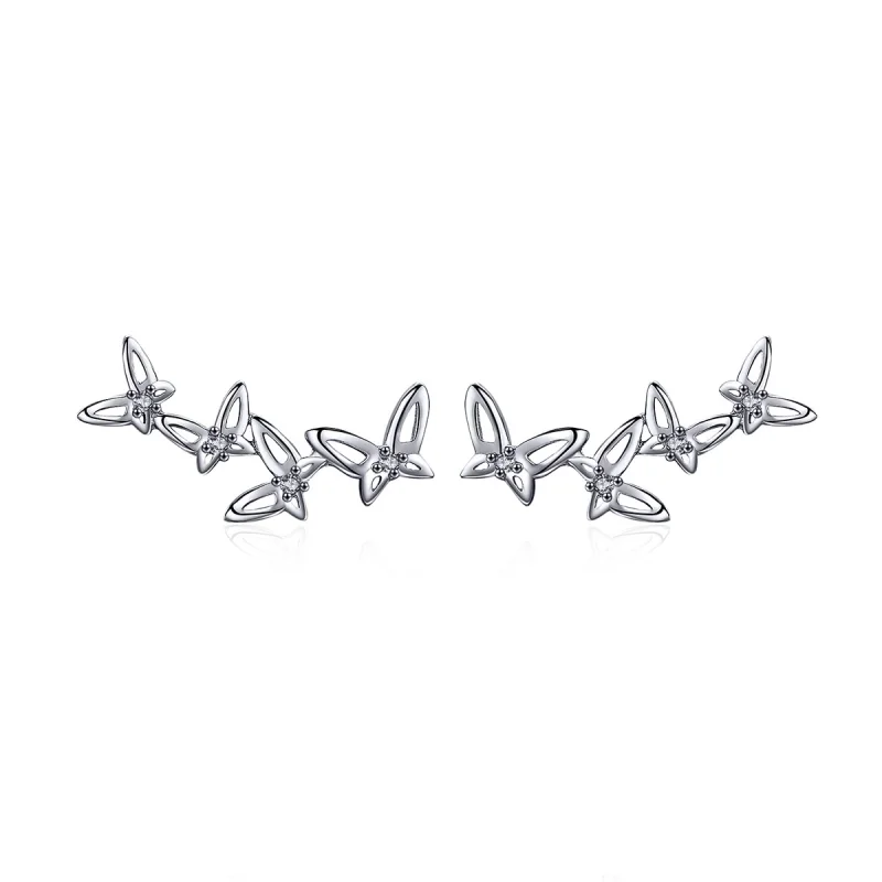 (image for) Pandora Style Elegant Butterfly Dance Stud Earrings - BSE056 - Product Image
