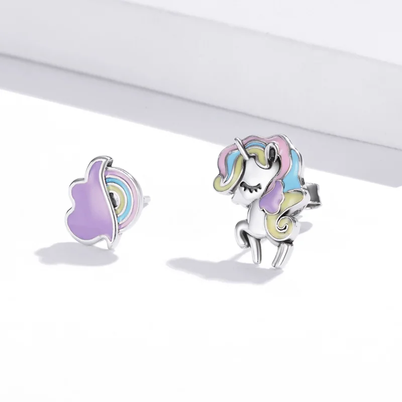 (image for) Pandora Style Fantasy Pony Stud Earrings - SCE1266 - View 4
