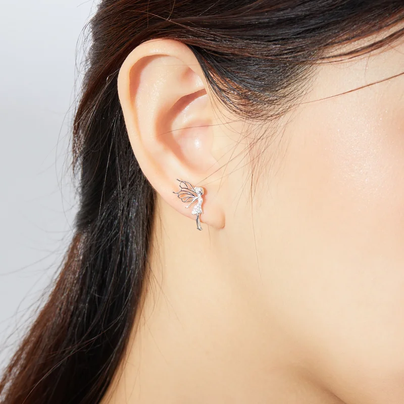 (image for) Pandora Style Flower Elf Stud Earrings - BSE338 - View 7