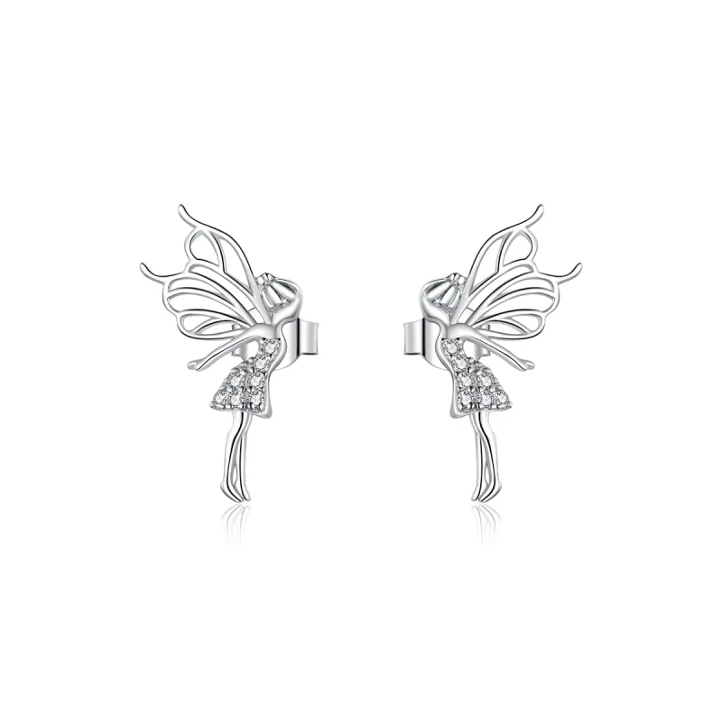 (image for) Pandora Style Flower Elf Stud Earrings - BSE338 - Product Image