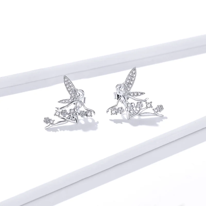 (image for) Pandora Style Flower Elf Stud Earrings - BSE341 - View 2