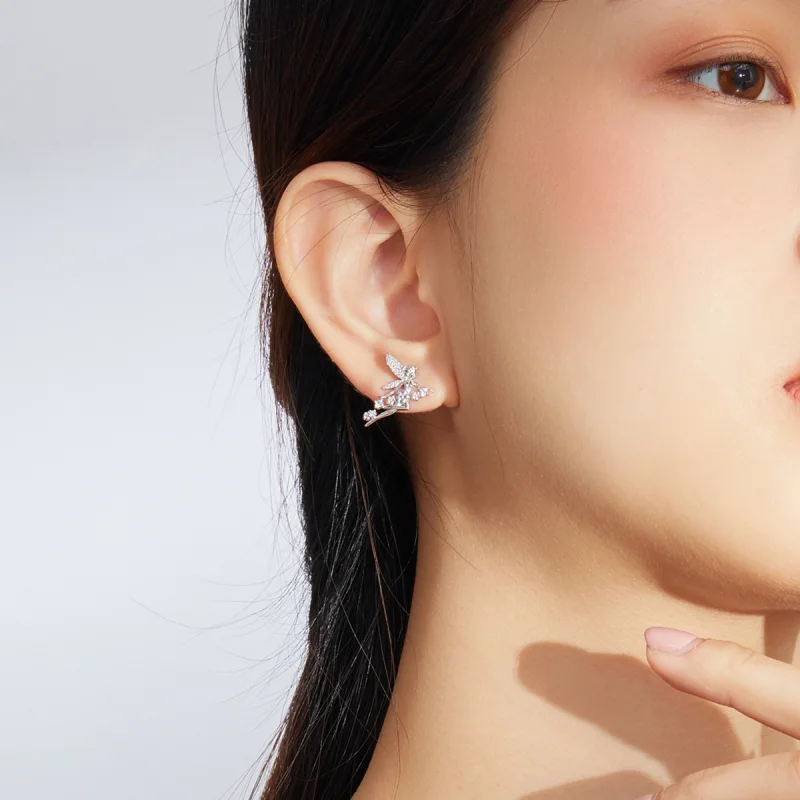 (image for) Pandora Style Flower Elf Stud Earrings - BSE341 - View 5