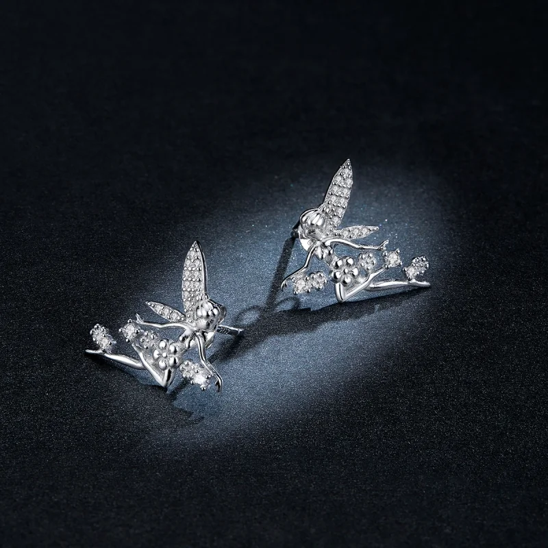 (image for) Pandora Style Flower Elf Stud Earrings - BSE341 - View 8