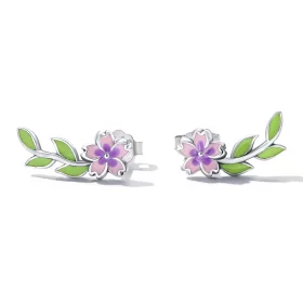 Pandora Style Flowers Leaves Stud Earrings - SCE1391 Pandora Style Flowers Leaves Stud Earrings - SCE1391