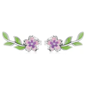Pandora Style Flowers Leaves Stud Earrings - SCE1391 Pandora Style Flowers Leaves Stud Earrings - SCE1391