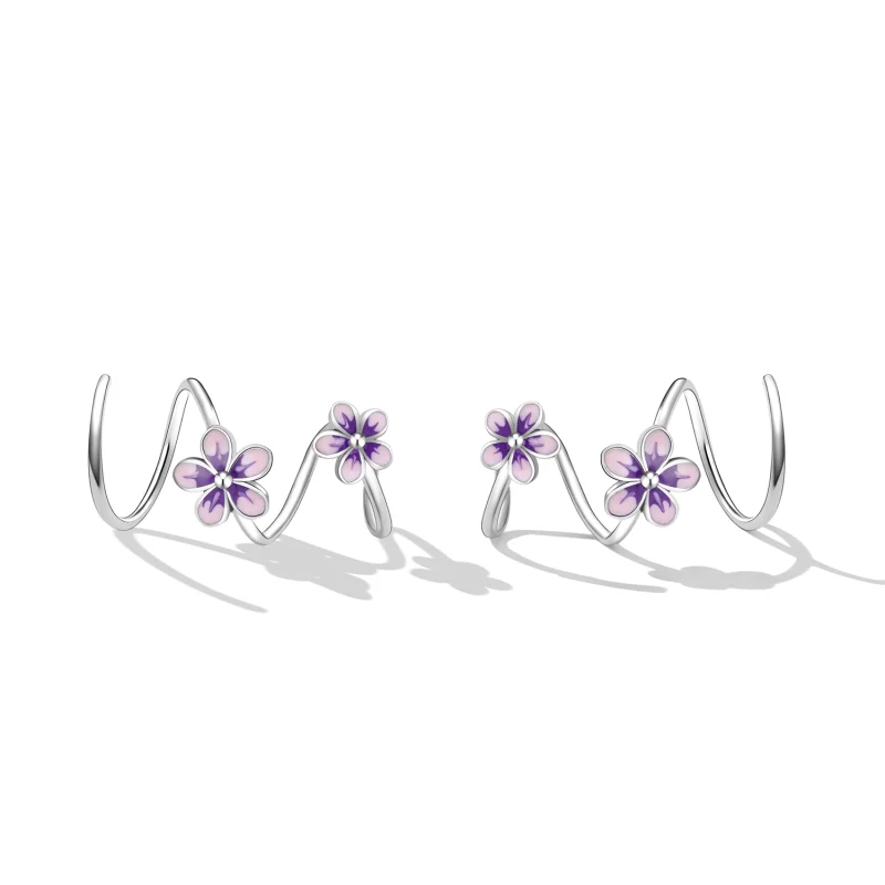 (image for) Pandora Style Flowers Stud Earrings - SCE1462 - View 2