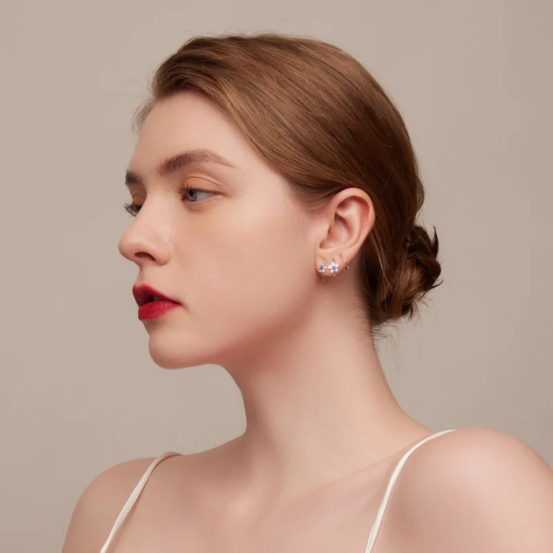 (image for) Pandora Style Flowers Stud Earrings - SCE1462 - View 5