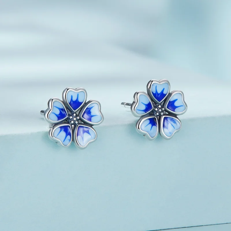 (image for) Pandora Style Flowers Stud Earrings - SCE1513 - View 2