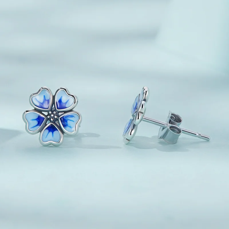 (image for) Pandora Style Flowers Stud Earrings - SCE1513 - View 3