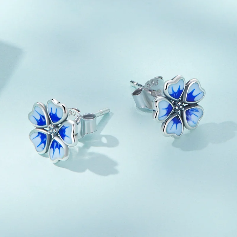 (image for) Pandora Style Flowers Stud Earrings - SCE1513 - View 4
