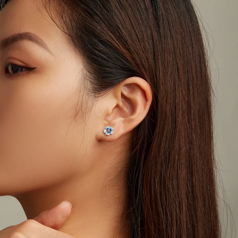 (image for) Pandora Style Flowers Stud Earrings - SCE1513 - View 6