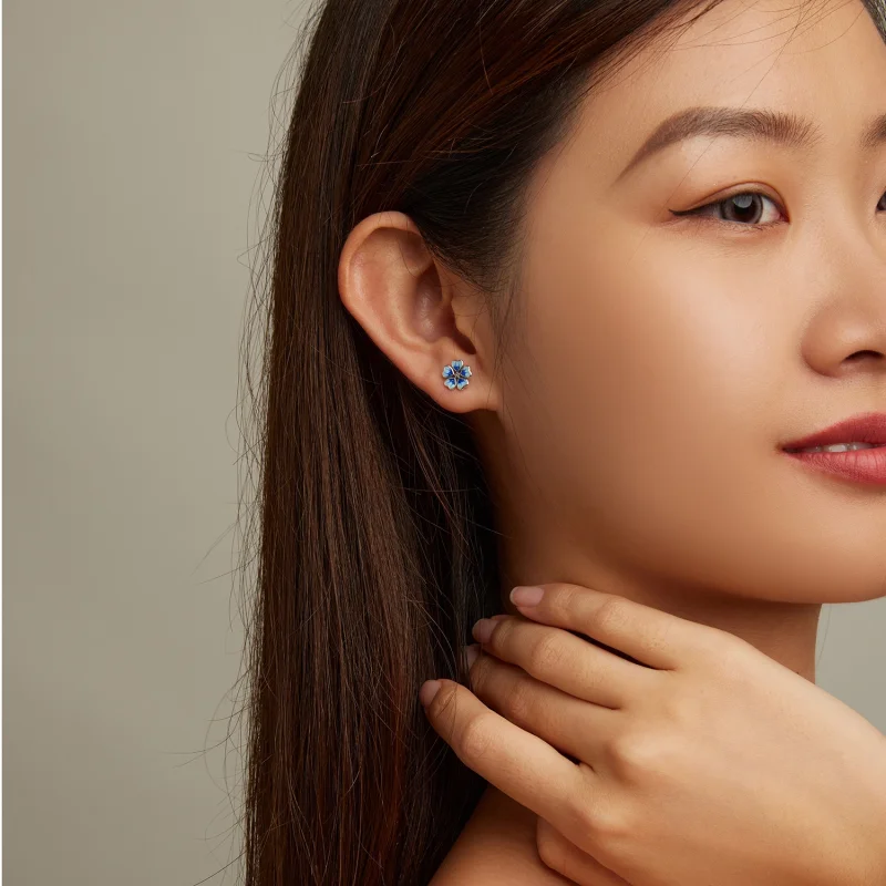 (image for) Pandora Style Flowers Stud Earrings - SCE1513 - View 7