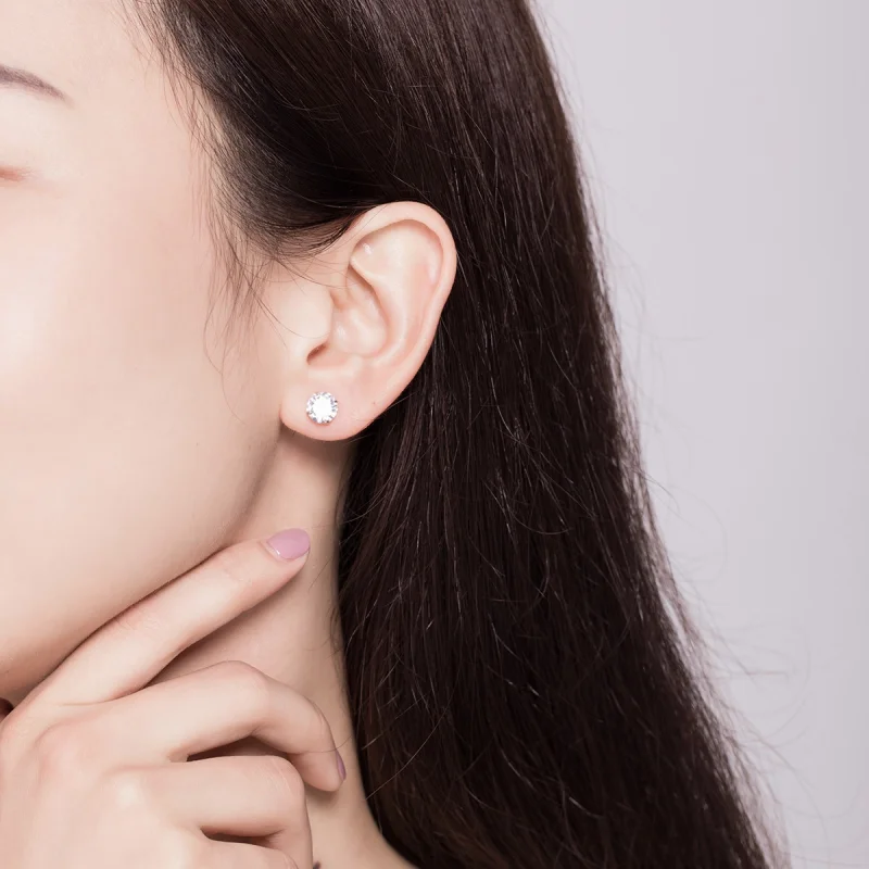 (image for) Pandora Style Four Claw Zircon Stud Earrings - BSE166 - View 10