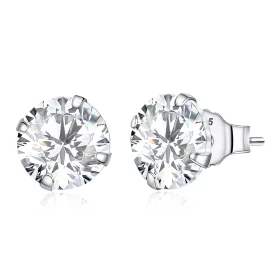 Pandora Style Four Claw Zircon Stud Earrings - BSE166