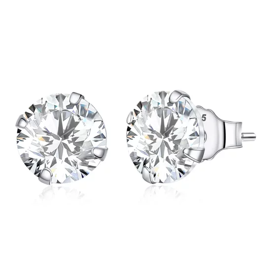 Pandora Style Four Claw Zircon Stud Earrings - BSE166