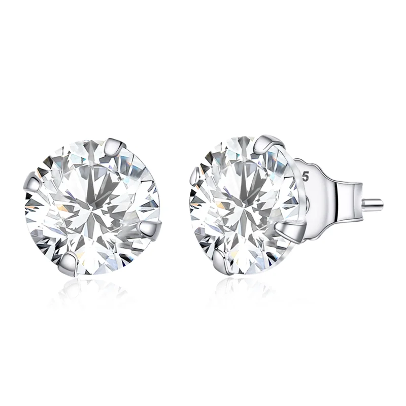(image for) Pandora Style Four Claw Zircon Stud Earrings - BSE166 - Product Image