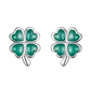 (image for) Pandora Style Four Leaf Clover Stud Earrings - SCE1346