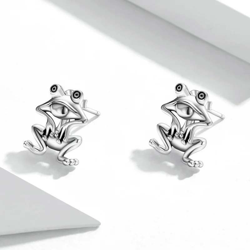 (image for) Pandora Style Funny Frog Stud Earrings - SCE1324 - View 2