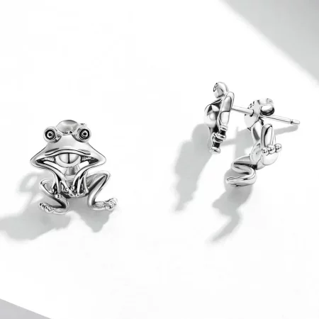 Pandora Style Funny Frog Stud Earrings - SCE1324