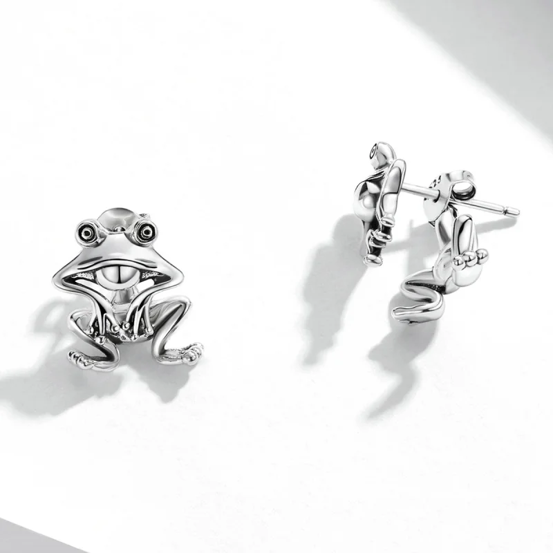 (image for) Pandora Style Funny Frog Stud Earrings - SCE1324 - View 3