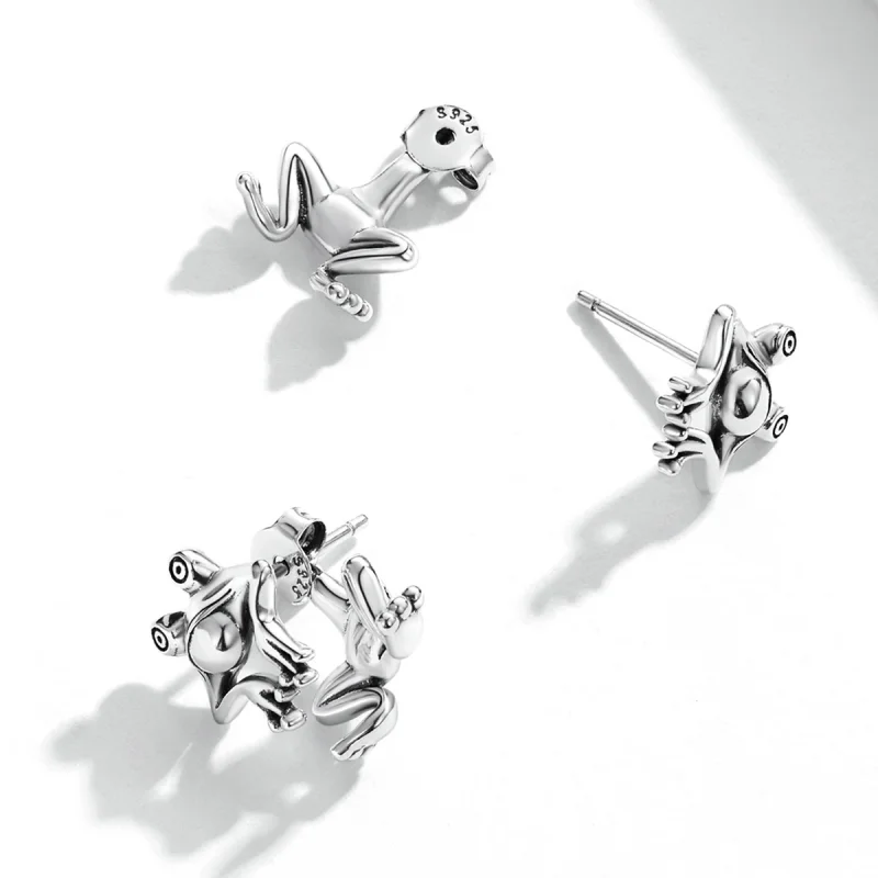 (image for) Pandora Style Funny Frog Stud Earrings - SCE1324 - View 4