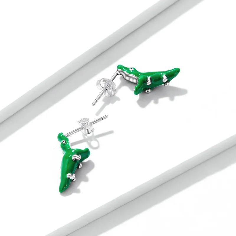 (image for) Pandora Style Funny Little Crocodile Stud Earrings - BSE562 - View 4